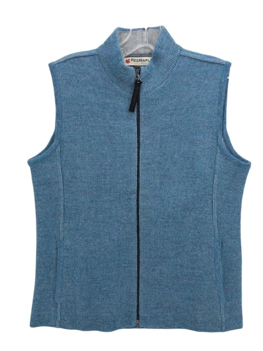 RED MAPLE Sportswear Co Alpaca Blend Zip Sweater Vest Blue Women's Size SMALL